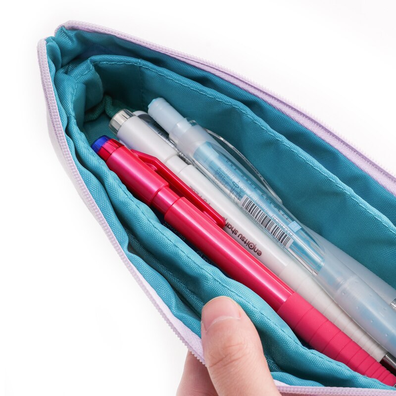 Kawaii KOKUYO NOVITA-Oil Tri-fold Canvas Pencil Case Large Capacity Multifunctional Stationery School Supplies