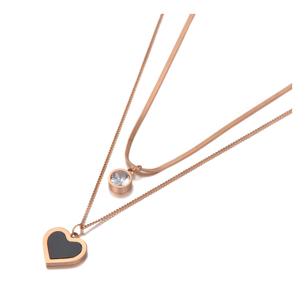 Lokaer Original à la acrylique coeur pendentif collier pour les femmes en acier inoxydable CZ cristal chaîne collier ras du cou N20145: Or Rose Couleur