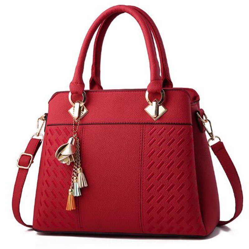 Bolsos de mano de piel sintética para mujer, bandoleras femeninas de estilo informal, de colores sólidos, estilo mensajero sencillo: red2