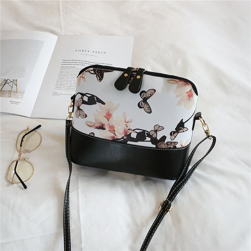 Luxe Handtassen Vrouwen Tassen Lederen Messenger Schoudertas Crossbody Tassen Voor Vrouwen Tas Met Vlinder Dragonfly Bloemen: White