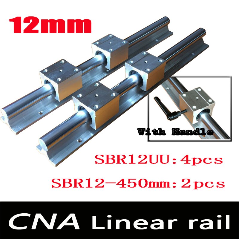 12mm lineaire rail SBR12 L 450mm ondersteuning rails 2 stks + 4 stks SBR12UU blokken voor CNC voor 12mm lineaire as ondersteuning rails