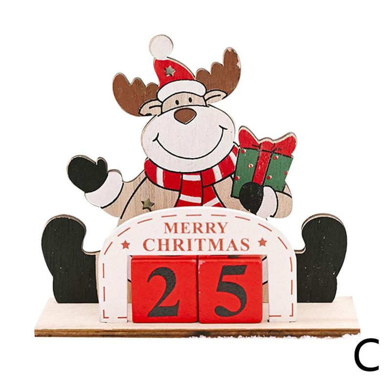 Kerst decoratie feestelijke benodigdheden houten diy countdown kalender santa decoratie creatieve kerst  d8 s 6: C