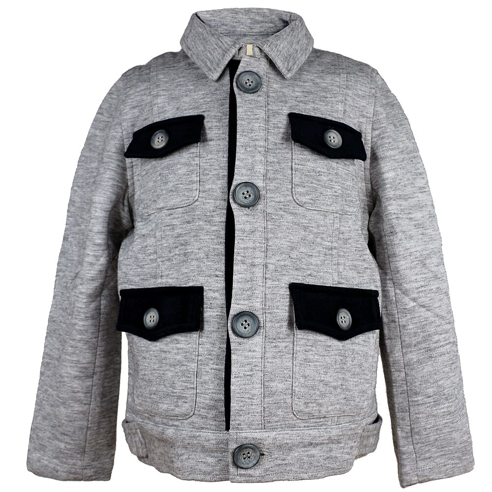 Jongens Pak Dikke Blazer Voor Kinderen Grijs Blazer Pak Soild Blazer Mode Jongen Formele Blazers Jas Jongen Knop Bovenkleding 4C0839: GRAY BLACK / 8