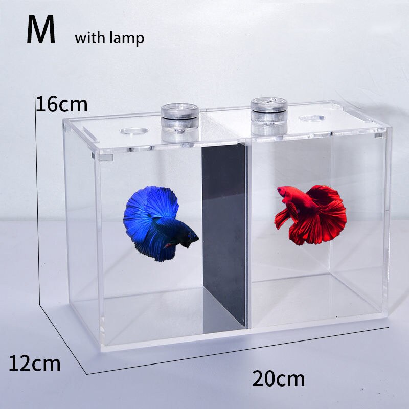 Mini tanque de peces de acrílico, Ornamental, Betta, acuario, paisajismo, ecológico, tanques de tortugas, decoraciones de escritorio para el hogar y la Oficina: M