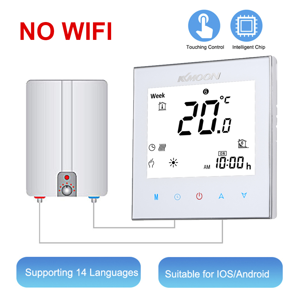 Digitale Water/Gas Boiler Verwarming Thermostaat met WiFi Connection & Voice Control Energiebesparing met Google Home/IFTTT: White no WiFi