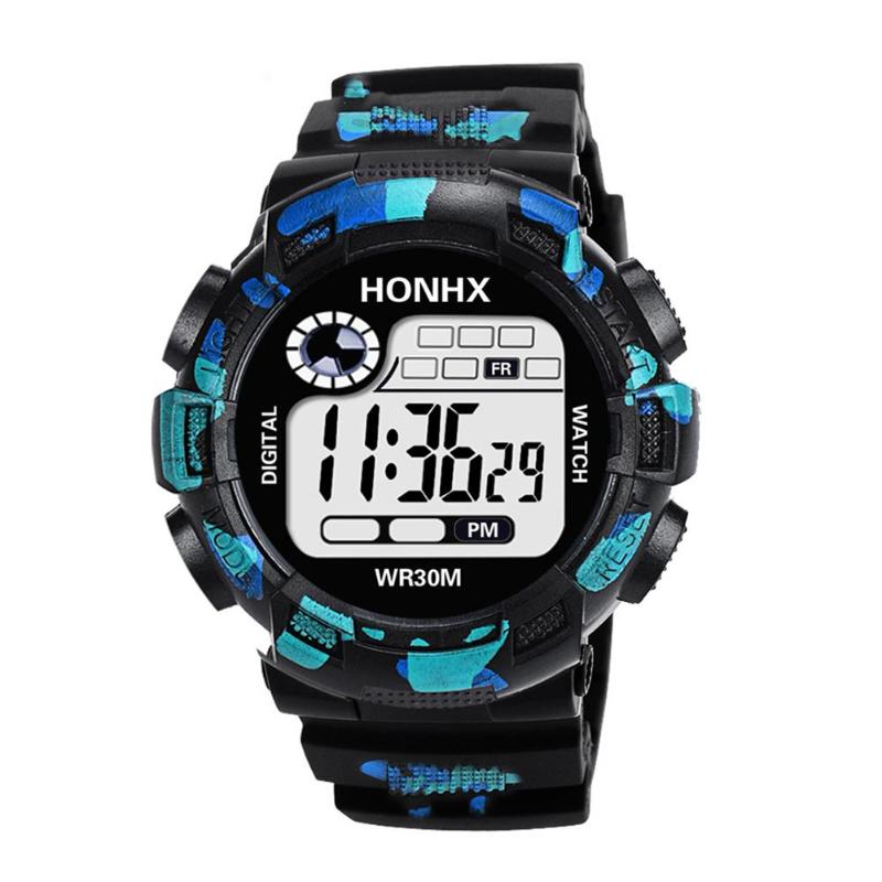 Men Sports Digital Watch Waterproof Wristwatch LED Camouflage Sports Electronic Shock Outdoor Watch: Camouflage