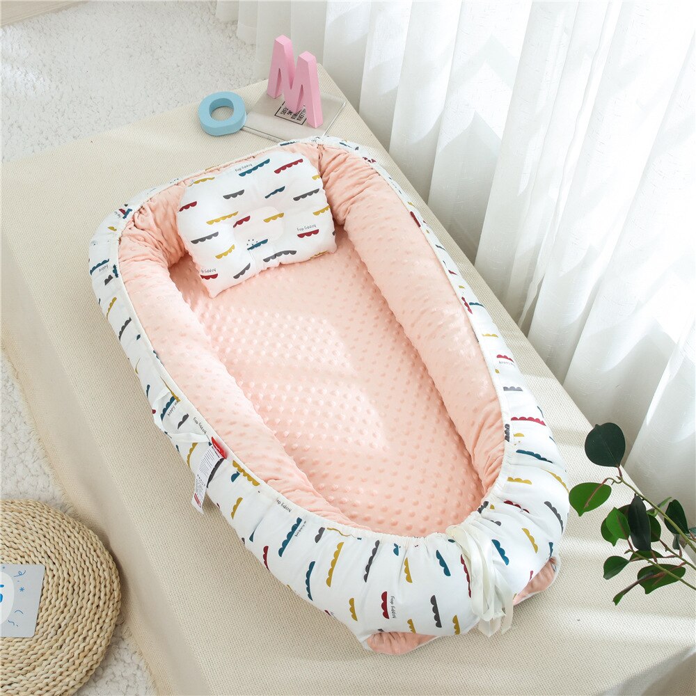 Kleinkind Babynest Bett Krippe für Reise Baumwolle Neugeborenen Kindergarten Baby Krippen Infant Bettwäsche mit Kissen YHM052