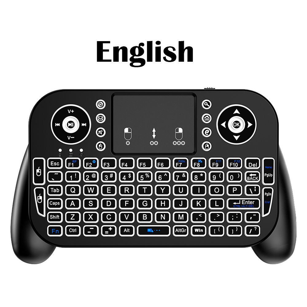 Mini Wireless Keyboard V8 7 Backlit 2.4G Bluetooth Air Mouse Remote Control Touchpad for Android TV Box: Red / BLACK SWITCH