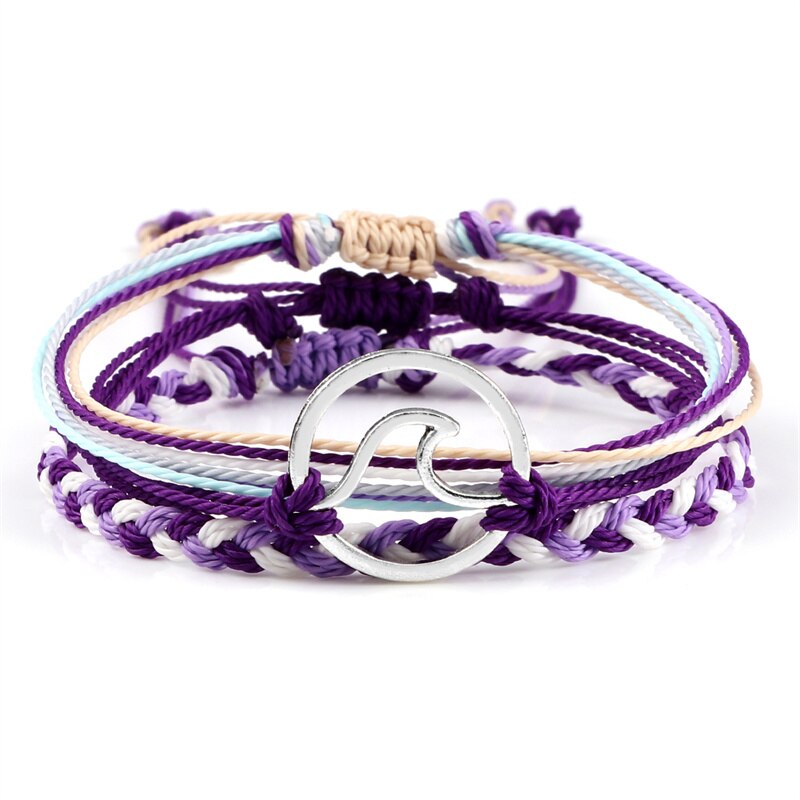 impostato di braccialetti intrecciati regolabili corda viola filo corda albero della vita simbolo OM braccialetto di amicizia per donna uomo gioielli fatti a mano: impostato 4