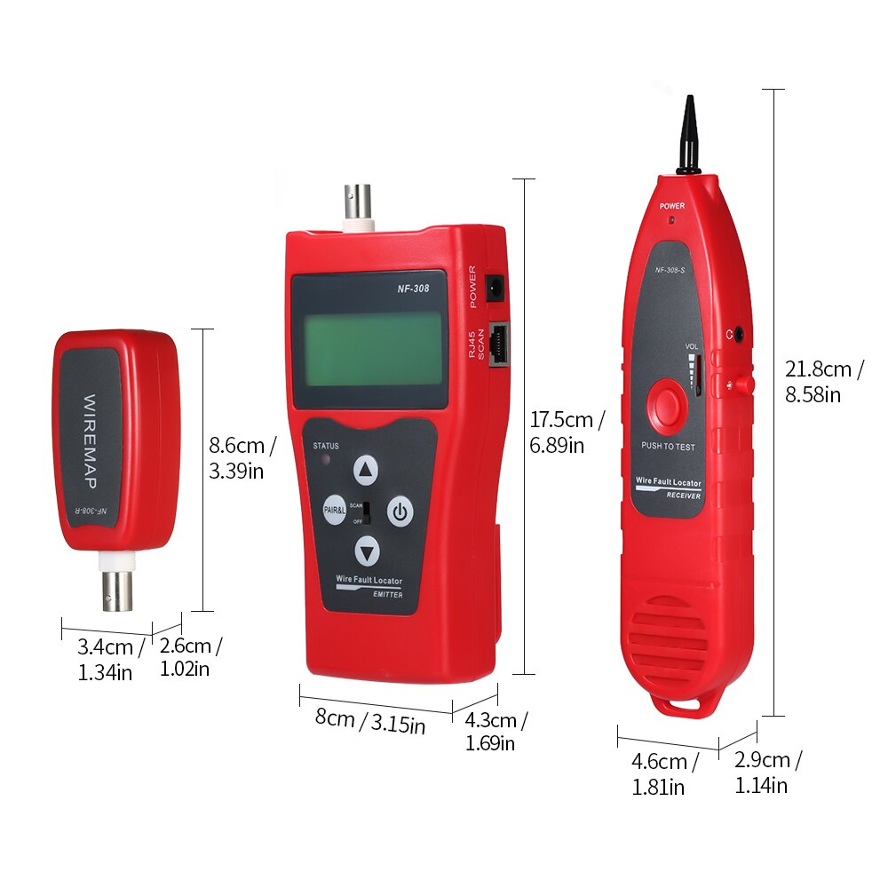 Multi-functional LCD Network Cable Tester Line Finder Coaxial Line Tester RJ11 RJ45 Wire Length Finder with 1 Remote Adapter