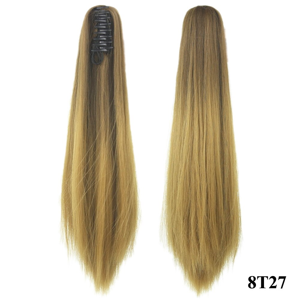 Lange Rechte Synthetische Paardenstaart Vrouwen Ombre Hair Stuk Staart Hoge Temperatuur Fiber Pony Tail Hair Extensions voor Dame: 8t27