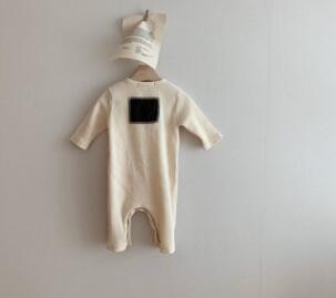Milancel baby bukser enkelt bryst spædbørn drenge jumpsuits koreansk stil spædbørn piger legedragt: Beige / 12m