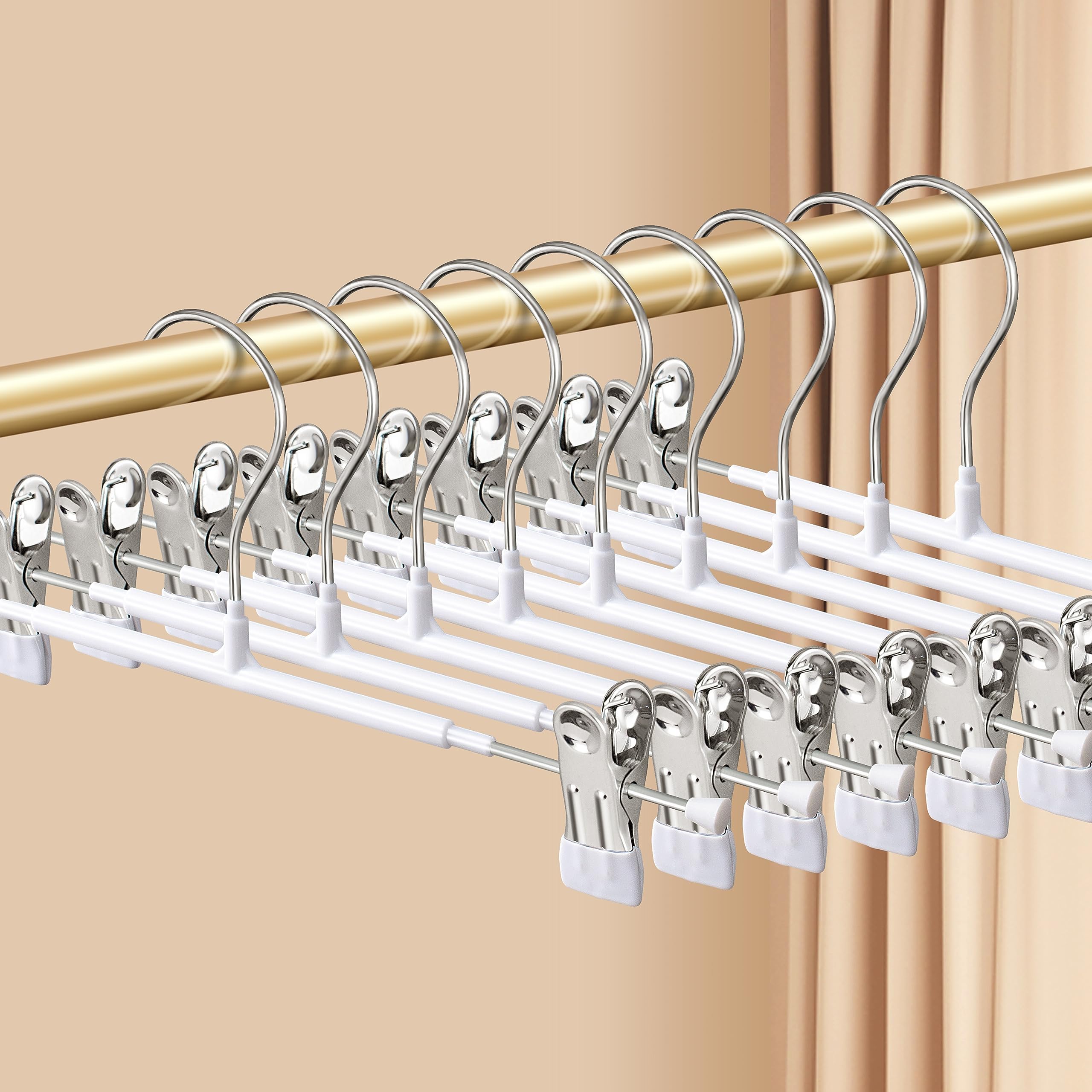 Rack Clip Stainless Steel Trousers Wardrobe Clip Anti-slip Clothespin Pants Clamp Clothes Hanger for Skirt: M / WHITE