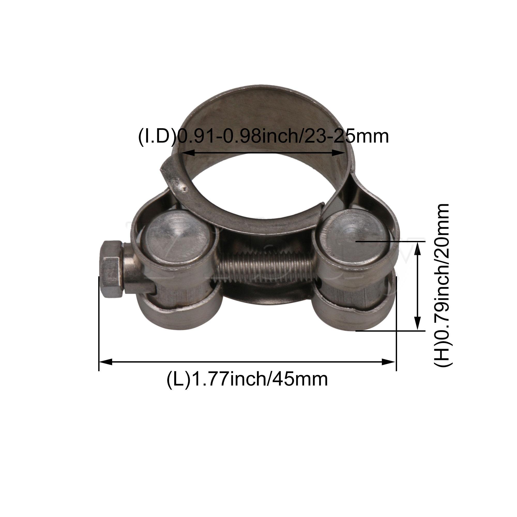 4 Pieces Stainless Steel 23-25mm Range Adjustable Securing Pipe Clamps