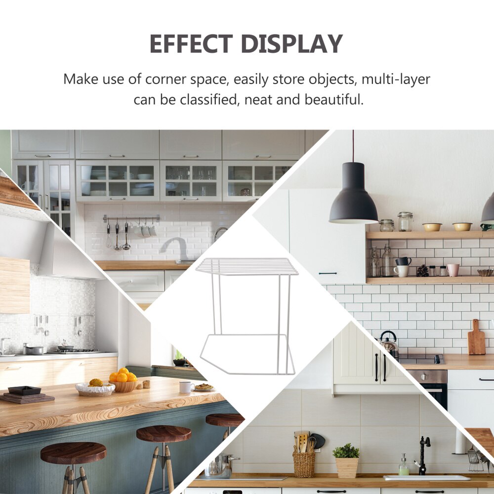 1pc 3 Tier Bathroom Storage Open Shelf Unit Free-Standing Metal Corner Rack