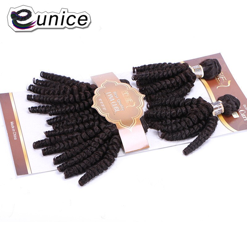 Eunice HAIR Synthetic Weave Funmi Curly Hair Bundles 4Pieces One Set Natural Soft Ombre Brown 18-20 inch Hair Extensions 200Gram