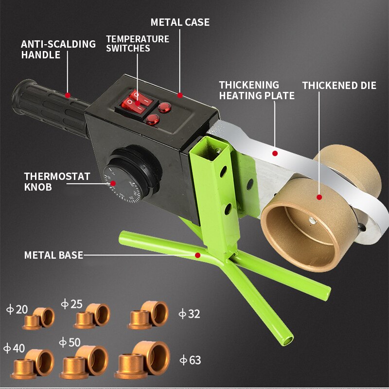 Adjustable Temperature Rotating Water Pipe Joint Ppr Fuser Mold Quick Connect Heat Container Hydropower Engineering Household