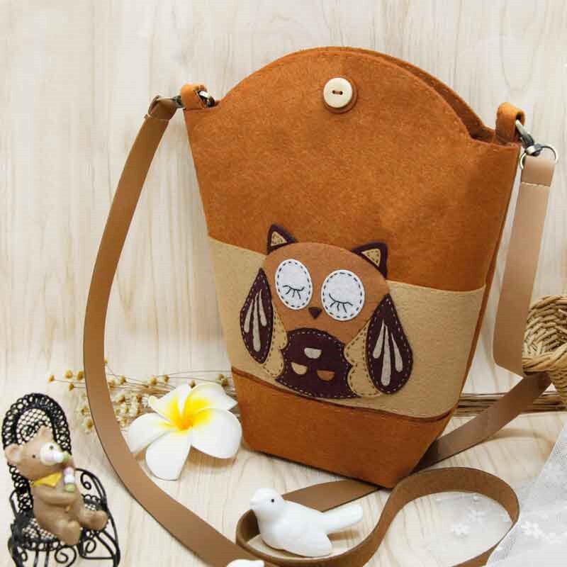 Handgjorda axelväska filt djur coach kvinnor handväskor diy paket set hantverk kit väska väska diy hantverk för barn messenger bag