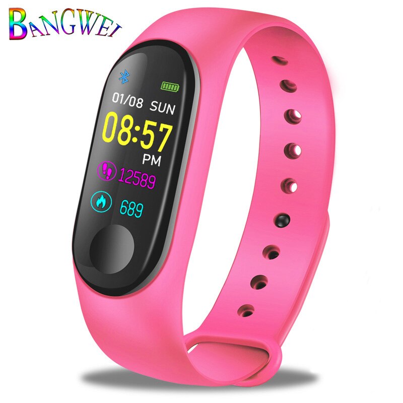 LIGE Women Smart Bracelet Heart Rate Blood Pressure oxygen Sleep Monitor Pedometer Fitness Sport Watch For Android ios + Strap: pink