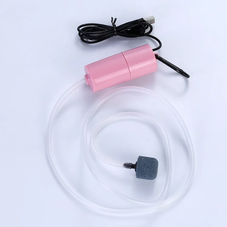 Mini Kleine 5v 1W Stille Luchtcompressor Beluchter Oxygenator Aquarium Accessoires voor Aquarium USB Aquarium Zuurstof luchtpomp: Roze