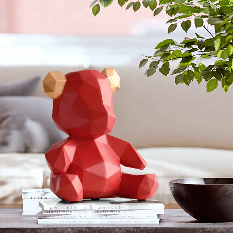 Bære origami statue geometri dyr kunst skulptur harpiks kunstværk stue indretning  l2986