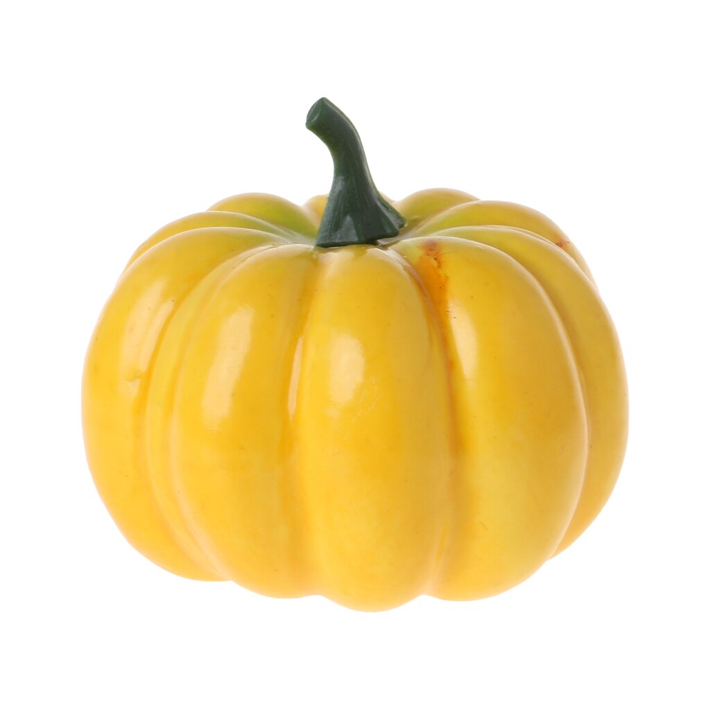 Piccole zucche artificiali finte realistiche per Halloween autunno raccolta ringraziamento decorazioni per feste fai da te C90D: giallo