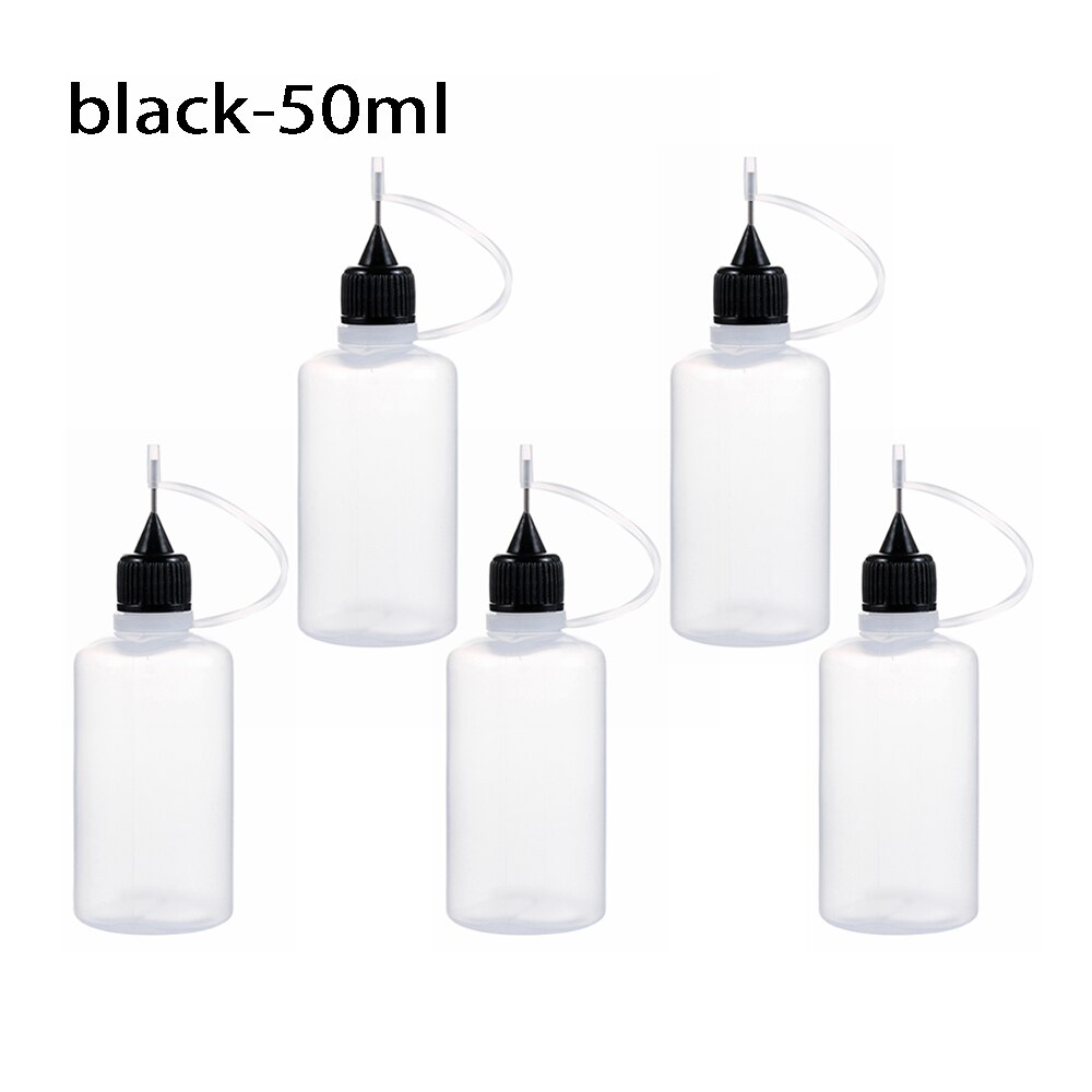 Aplicador de pegamento para manualidades, 5/10/20/30/50/100ML, botella de reutilización para papel Quilling, herramienta para manualidades de papel de álbum de recortes, 5 uds.: 50ml-black
