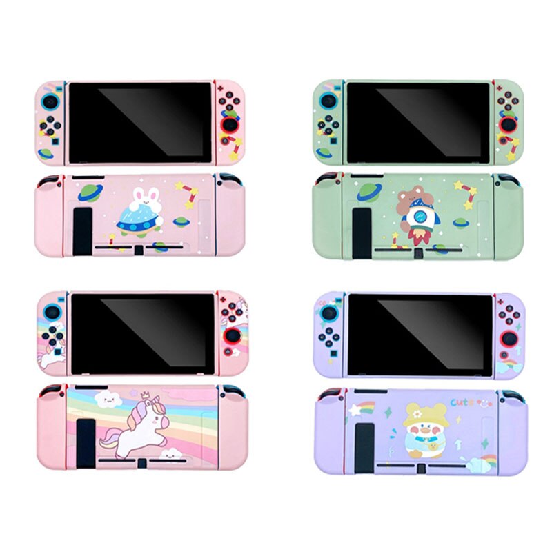 Arco Iris de unicornio piel TPU suave funda protectora para Nintendo Switch NS controlador de alegría-Con protección completa Carcasa Trasera cubierta