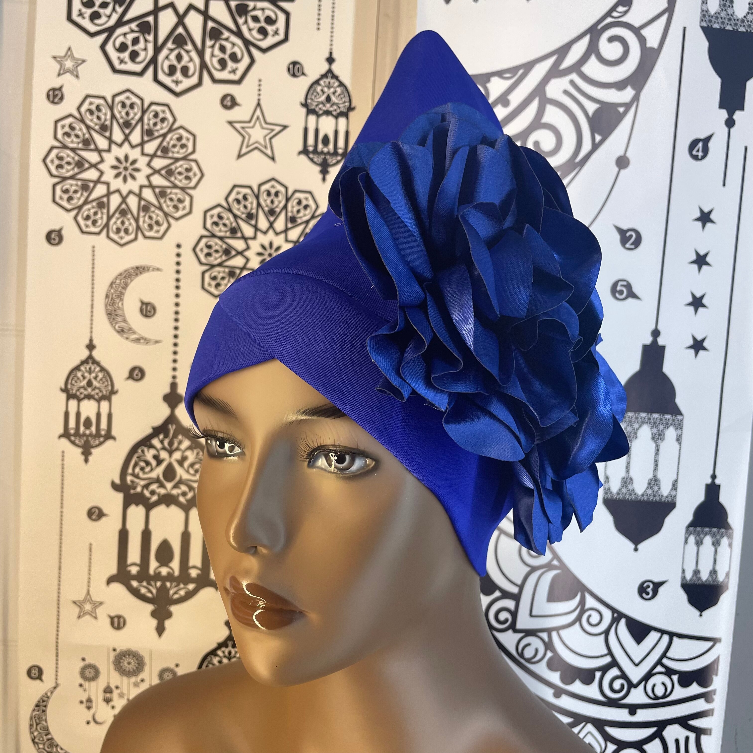 Women&#39;s Already Made Headties Damsak Aso Oke Auto Gele Turban African Hat with Flower Moslin Robe Hijab Cap Muslim Inner
