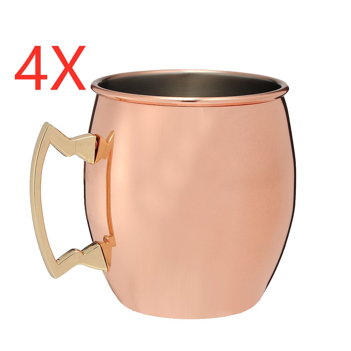 Taza de cobre de 530ml para cóctel, vaso de cóctel de mula de Moscú, taza de cobre de acero inoxidable de 18 onzas para cerveza helada, té y whisky, 4 Uds.: 4 Pcs