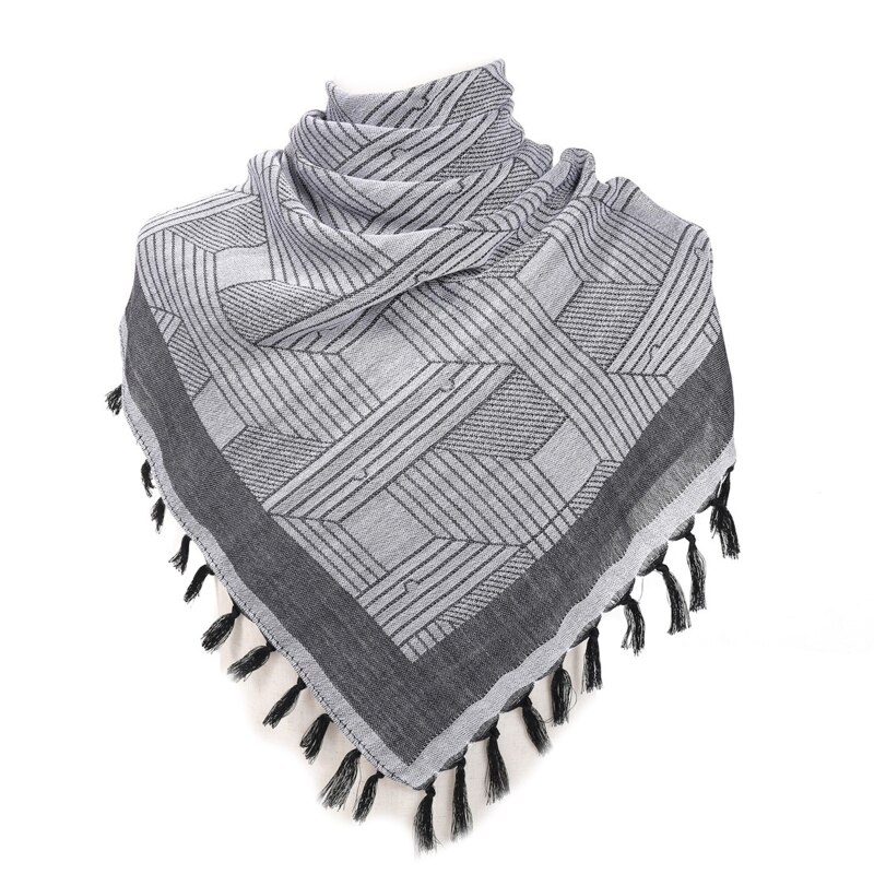 Shemagh-bufandas con flecos árabes, de mezcla de algodón, a prueba de viento, para la cabeza y el cuello, con borla, para acampar al aire libre en el desierto,