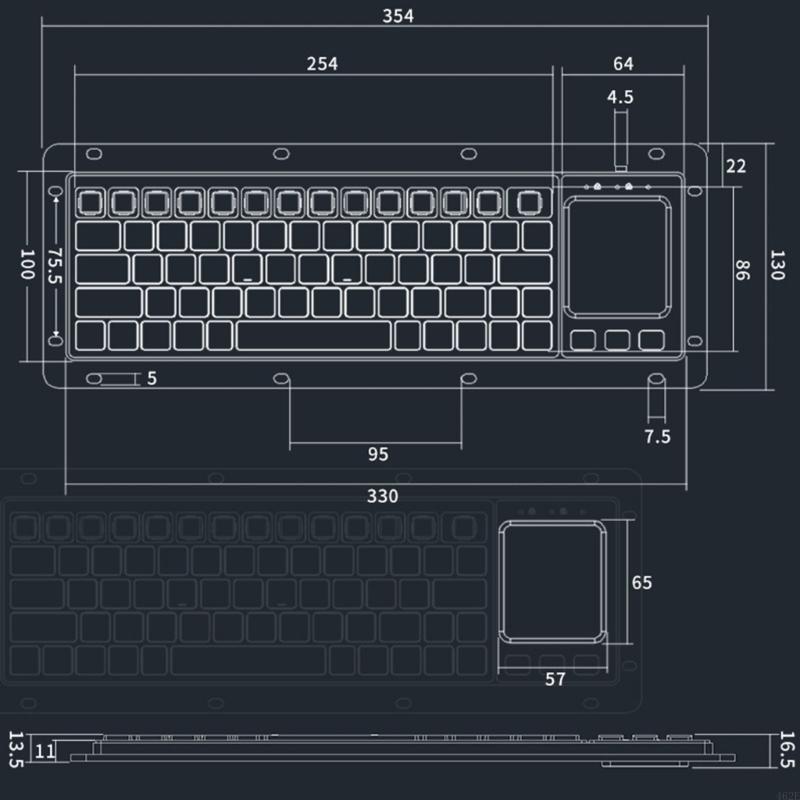1pc industrielle usb-berøringsbrett-tastaturer med berøringsplater og høy holdbarhet til medisinske systemer og sikkerhetssystemer
