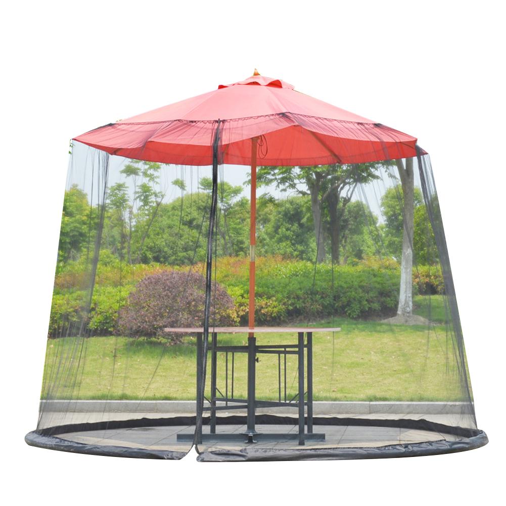 Udendørs gårdhave gårdhave paraplybetræk myggenet med lynlås paraplybord mesh skærm anti-myg camping myggenet