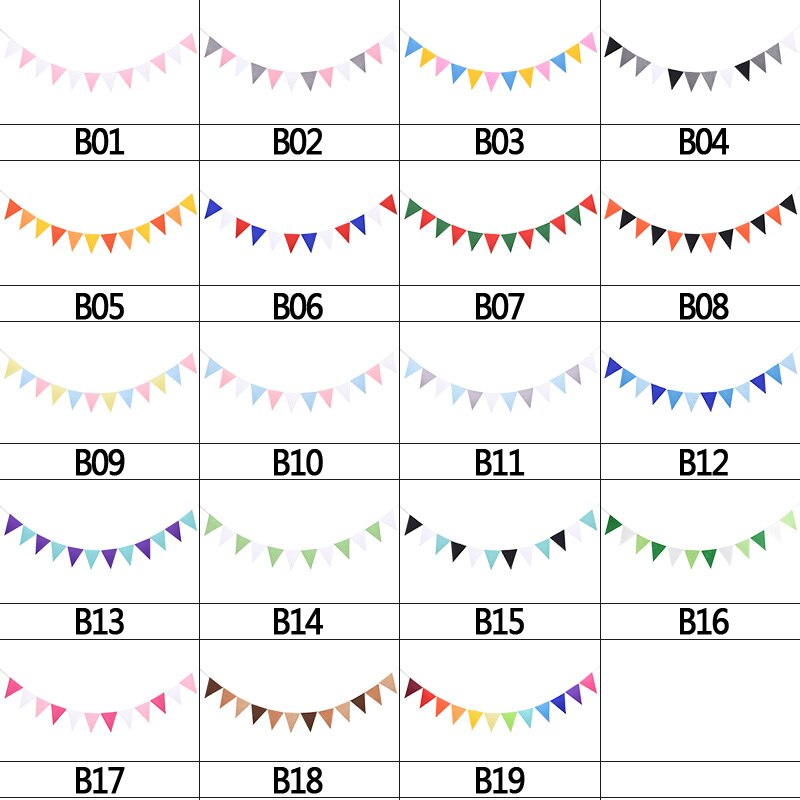 2.5m 12 flaggor bunting banderoller vimpel non-woven girlander flaggor baby shower bröllopsfest vimplar hängande girlander dekor tillbehör