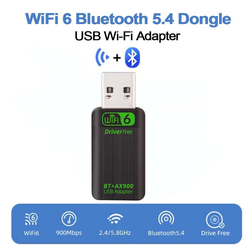 AX900 USB WiFi 6 Bluetooth 5.4 Adapter 2in1 Dongle Dual Band 2.4G&5GHz USB Network Wireless Wlan Receiver For Win 10/11