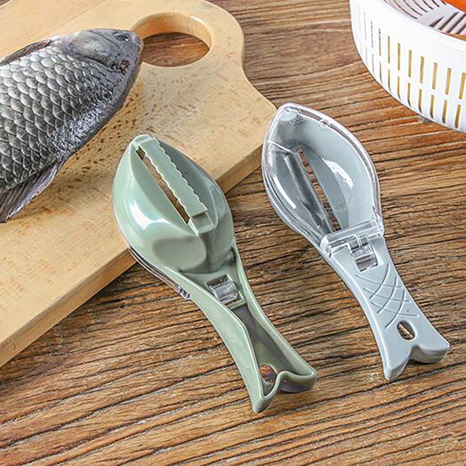 Fish Scales Graters Scraper Fish Cleaning Tool Scraping Scales Device With Cover Home Kitchen Cooking Fishing Tool Fish Cleaning