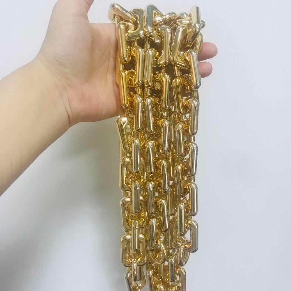 Metal bronce dorado grueso grande rectángulo grande cadenas Correa acrílico lujo bolso Correa accesorios Hardware de