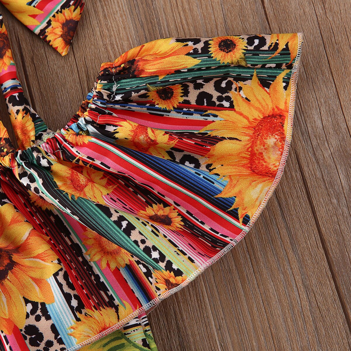 2020 bebê roupas de verão crianças bebê meninos meninas macacão ruffled girassol flor roupas playsuit