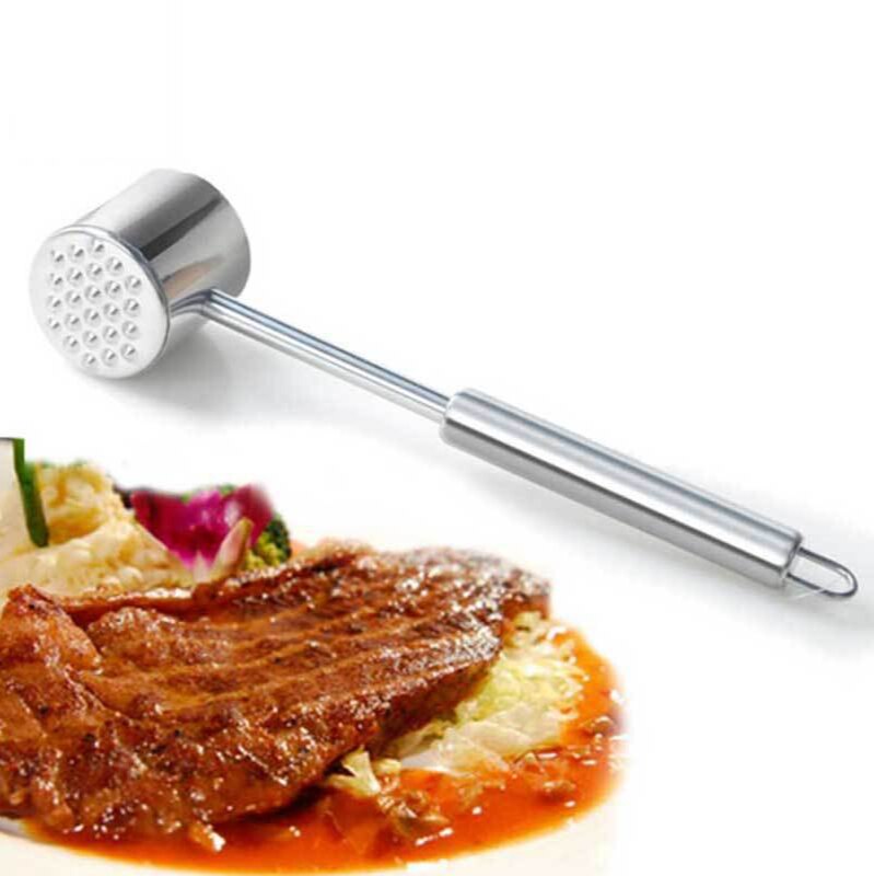 Double-sided 304 steak pine meat hammer stainless steel meat hammer crushed ice hammer knocking meat hammer kitchen gadgets