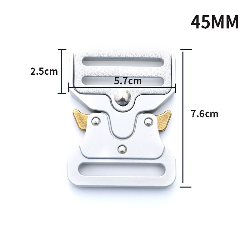 26/33/38/45mm Quick Side Release Metal Strap Buckles Webbing Bags Luggage DIY Luggage Clothes Clip Buckles Quick Release Buckle: Silver-45mm