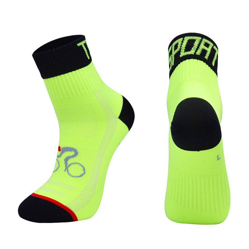 Männer Frauen Professionelle Radfahren Socke Atmungsaktive Basketball Socken Schützen Füße Wicking Bike Laufen Fußball Outdoor Sport Socken: Green / L(EU39-42 US7-8.5)