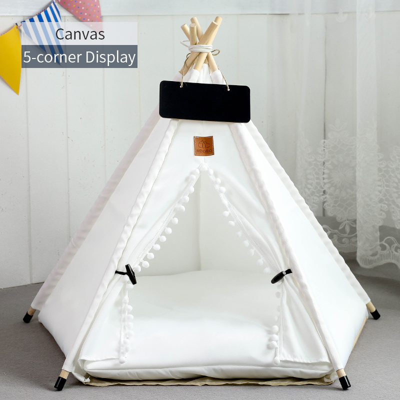 Tienda tipi para mascotas para gatos y perros, casa para perros lavable y extraíble portátil, casa para cachorros de interior con cojín y pizarra para gatos