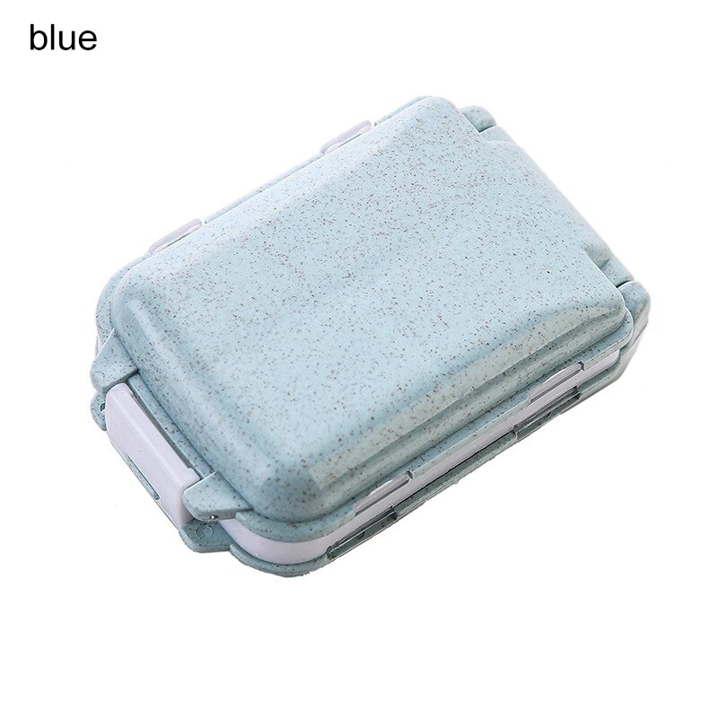 Caja pequeña de paja de , 10x6,5x3,5 cm, respetuoso con el medio ambiente, caja de remedio portátil de tres capas, 1 Uds.: Azul