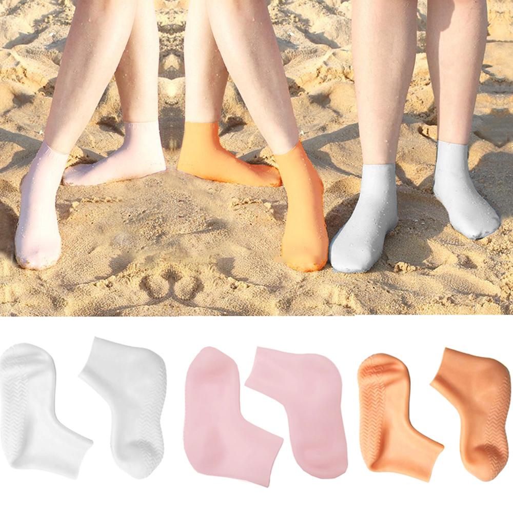 Calcetines de traje de neopreno de silicona para aletas de natación, zapatos de rana, parte trasera antideslizante, cómodas calcetines de agua para playa, calcetines de buceo y snorkel