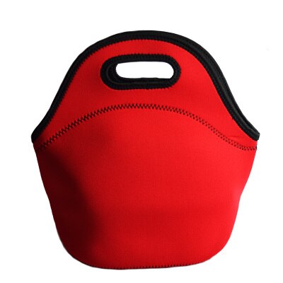 red/black simple Neoprene lunch thermal bag 28cm height kids picnic food storage Tote thick soft: Red