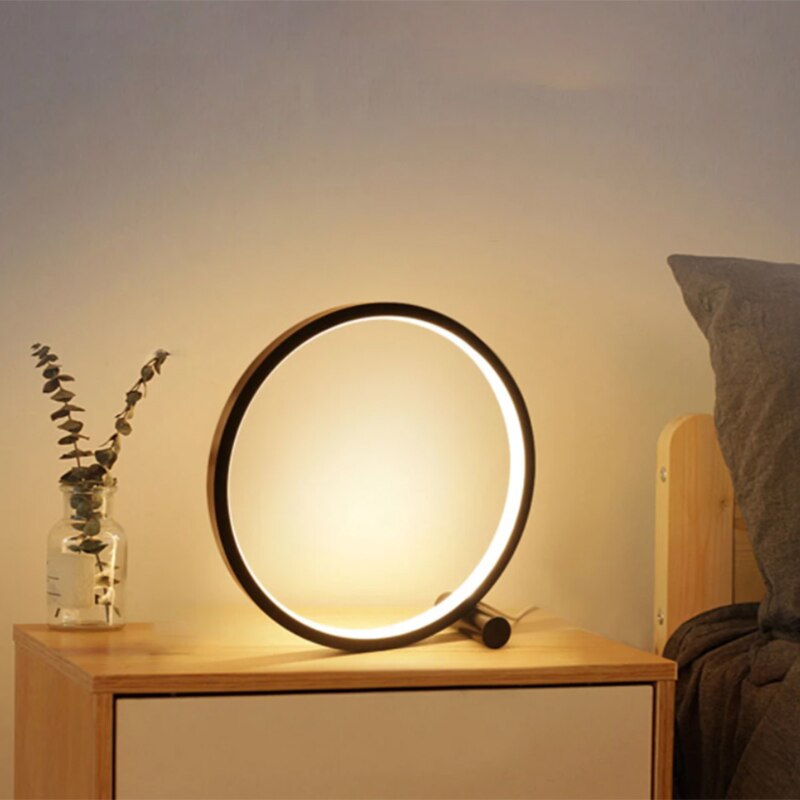 LED Table Lamp For Bedroom Circular Acrylic Desk Lamp For Living Room Dimmable Bedside Lamp Round Night Light