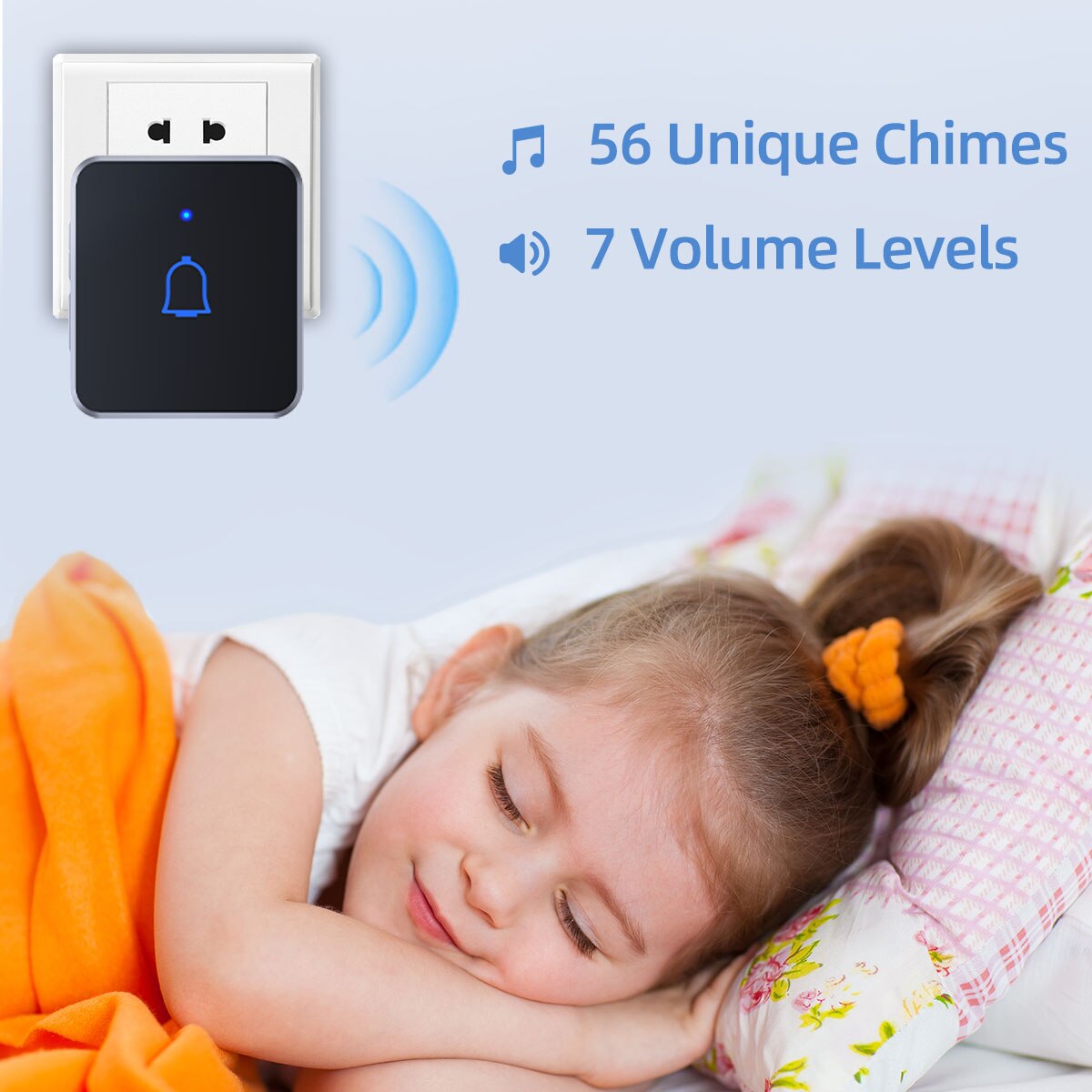 Waterproof Wireless Doorbell with 2 Receivers Outdoor Smart Home Door Bell Kit LED Flash with 56 Tones 300m House Door Chime