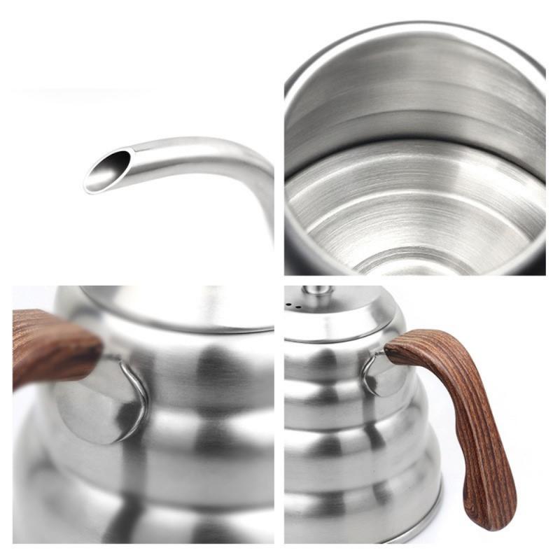 Koffie Waterkoker 1.2L 1L Rvs Giet Over Koffie Pot Ketel Drip Ketel Met Thermometer Geïsoleerde Handgreep Voor Home Offic