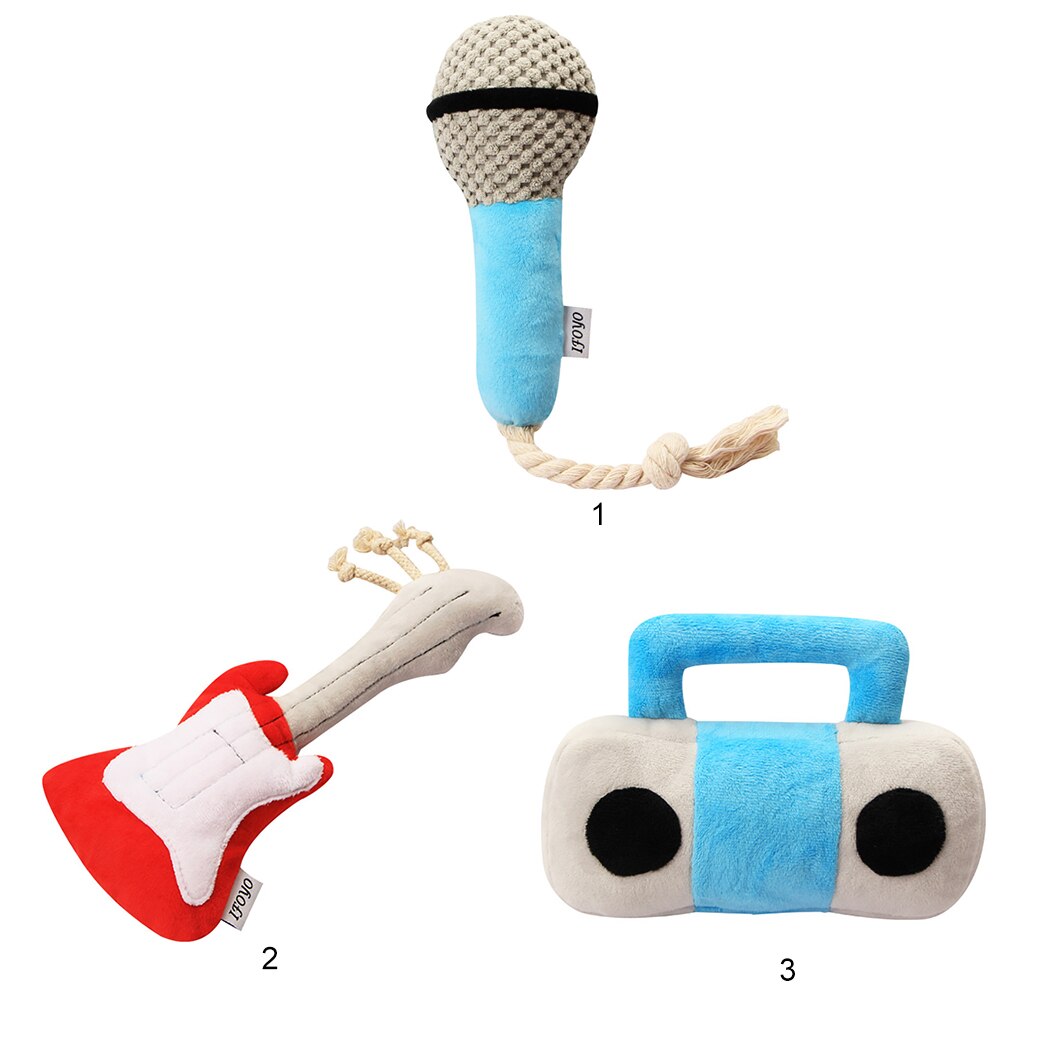Jouets en peluche pour chiens, guitare Radio, nettoyage des dents, Microphone, jouet pour chiots, à mâcher, accessoires pour chiens