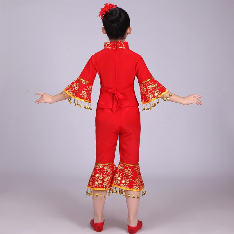 Chinese Volksdans Kostuum Kinderen Han Etnische Nationale Dans Kleding Kinderen Meisjes Klassieke Dans